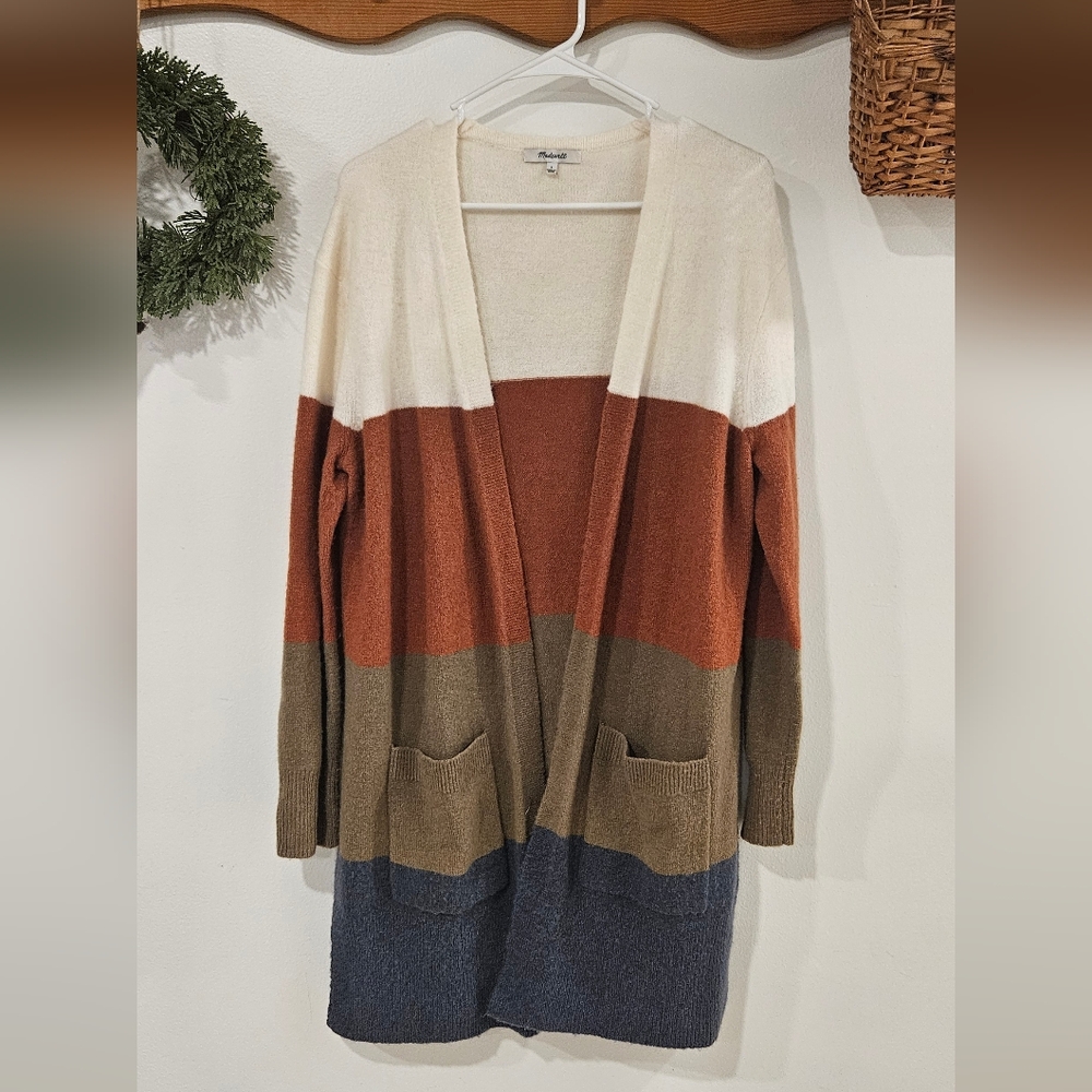 Madewell Kent Striped Cardigan Sweater in Coziest Yarn